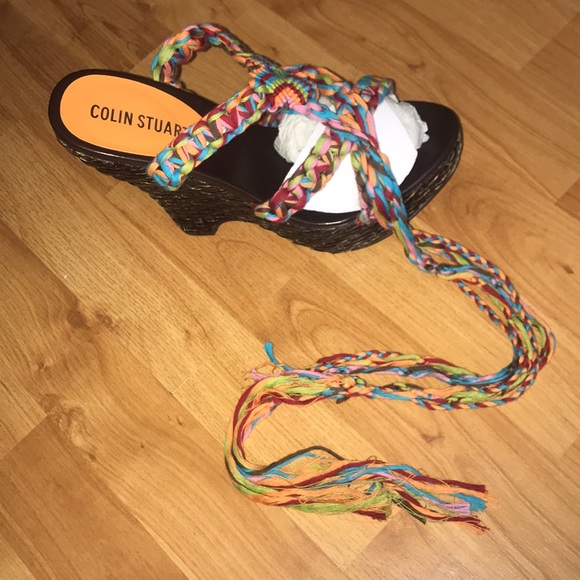 Colin Stuart Multicolored tie up wedges - Picture 4 of 6